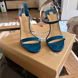 Christian Louboutin Teal Jonatina 100 Patent/PVC